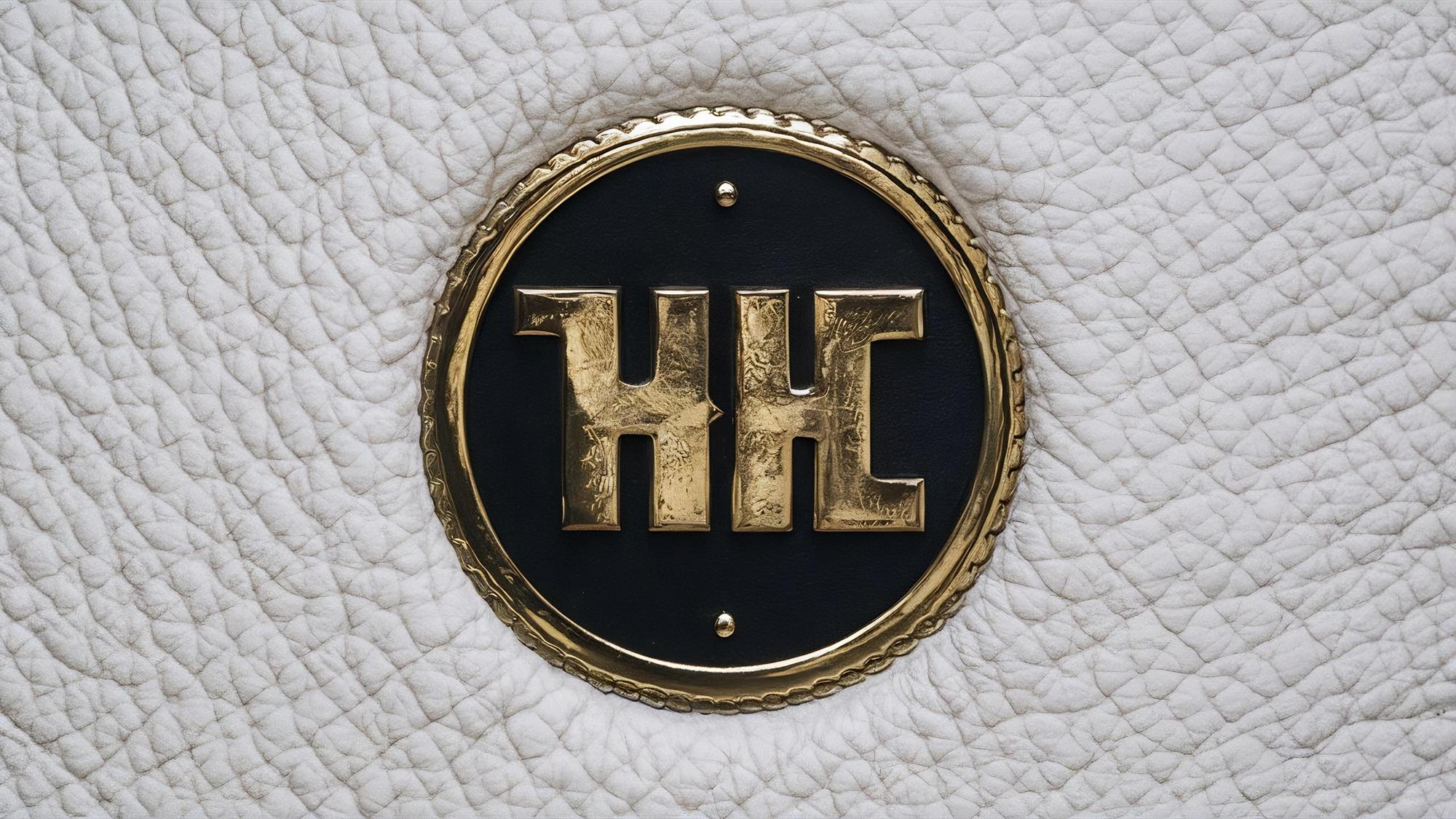 Embroidered leather patch with monogram